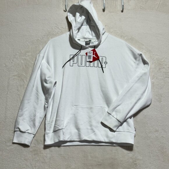 Puma Hoodie Pullover Long Sleeve White Kangaroo Pocket Women's M (New with Tags) - Picture 1 of 12